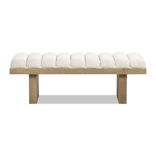 English Elm Jennifer Taylor Home - Bella 52" Upholstered Accent Bench Ivory White Boucle – Channel Tufted Modern Seat, 300lb Capacit B2719P292908