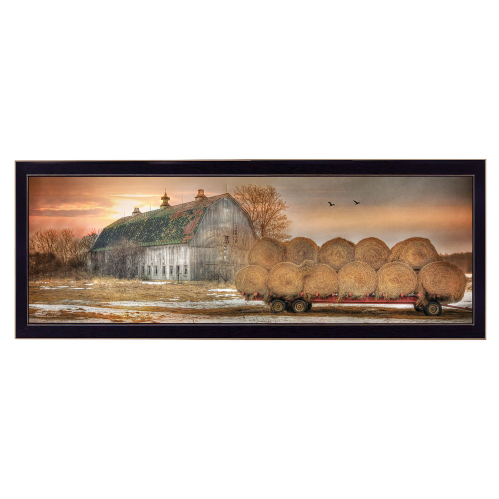 Homeroots Sunset On The Farm 1 Black Framed Print Wall Art  Paper,Wood 415407