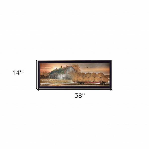 Homeroots Sunset On The Farm 1 Black Framed Print Wall Art  Paper,Wood 415407