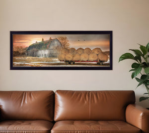 Homeroots Sunset On The Farm 1 Black Framed Print Wall Art  Paper,Wood 415407