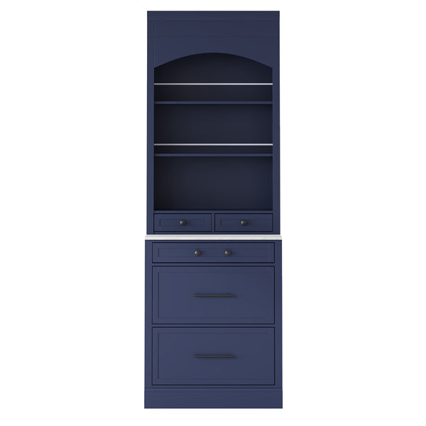 English Elm Modern 83.7in Tall Kitchen Pantry Set of 2 with Faux Marble Countertops, Durable Storage and Anti-Tip Safety Blue SP000075AAC