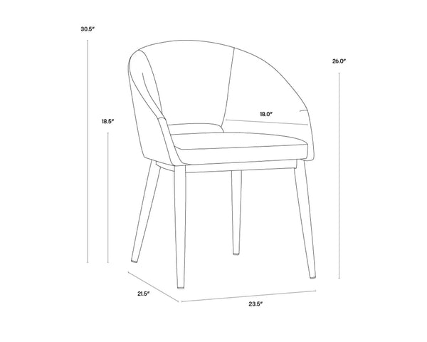 Sunpan THATCHER Dining Armchair in Deep Green Sky - Modern Barrel-Back Design with Black Steel Frame 104965