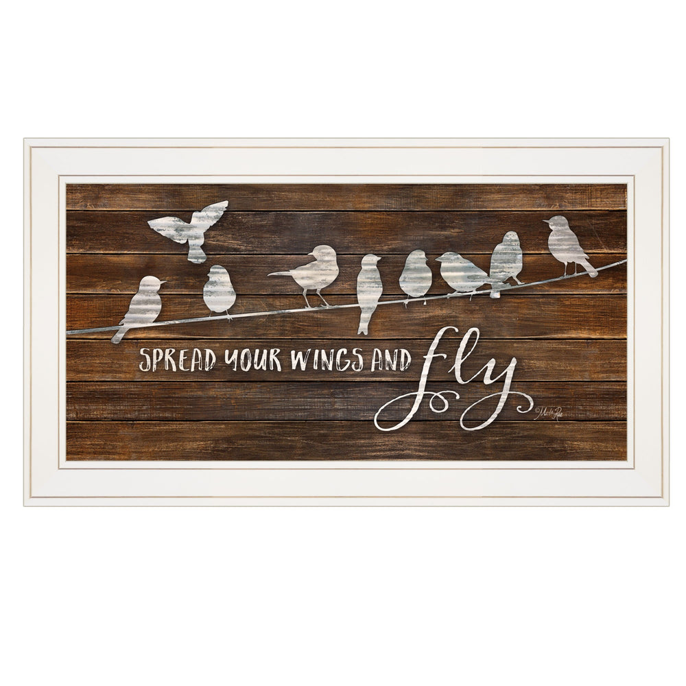 Homeroots Spread Your Wings And Fly 1 White Framed Print Wall Art  Paper,Wood 415517