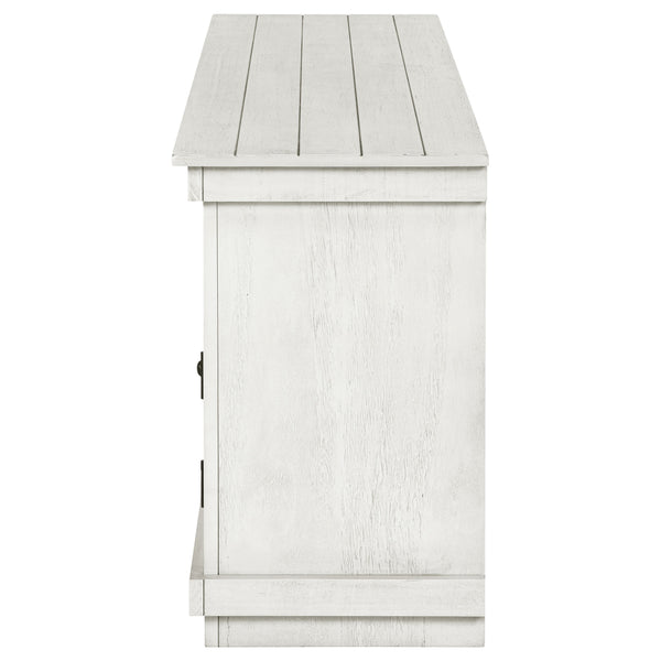 English Elm Castleton Rustic Distressed White 60" TV Stand - Modern Farmhouse Media Console with Shelves & Cupboards B062P375514