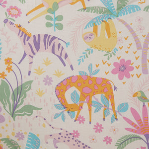 English Elm Full/Queen UHK Lulu Reversible Floral Cotton Duvet Set with Jungle Animals, Pom Pom Pillow, BCI Cotton B035P217814