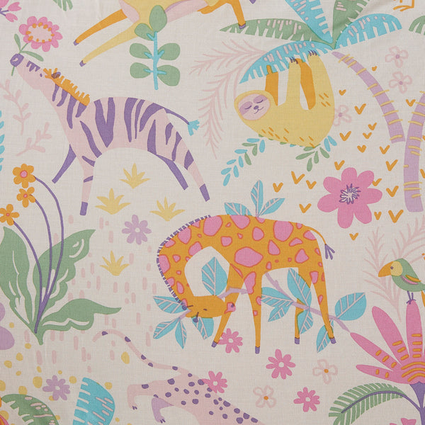 English Elm Full/Queen UHK Lulu Reversible Floral Cotton Duvet Set with Jungle Animals, Pom Pom Pillow, BCI Cotton B035P217814