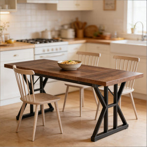 English Elm Woodgrain Walnut Look Bar Height Table with Hexagonal Base for Home Loft Dining T3971P450732
