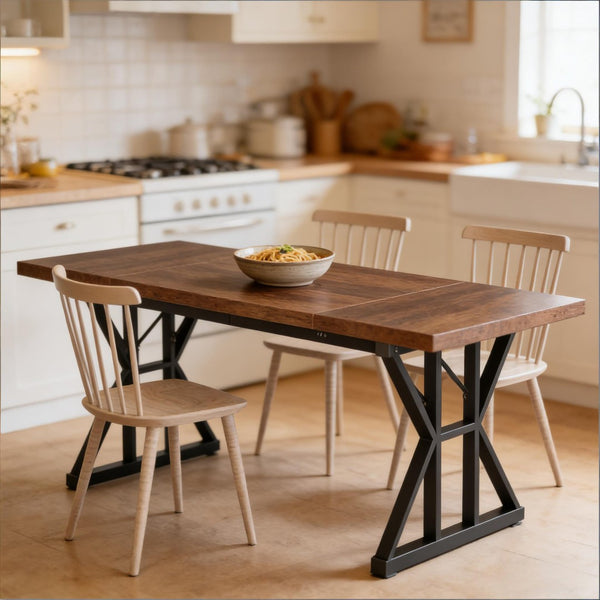 English Elm Woodgrain Walnut Look Bar Height Table with Hexagonal Base for Home Loft Dining T3971P450732