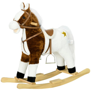 English Elm Rocking Horse Plush Ride on Toy with Music Soft Padded Body for Kids Playroom Fun T3971P442268