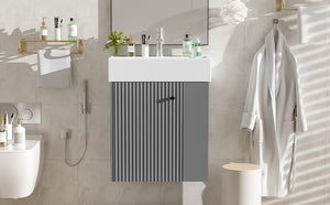 English Elm 21.6" Modern Floating Bathroom Vanity With Ceramic Sink - Stylish Space-Saving Design & Storage N729P170388E