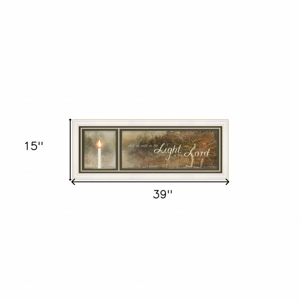 Homeroots Walk In The Light 2 White Framed Print Wall Art  Wood Paper And Texture 415686