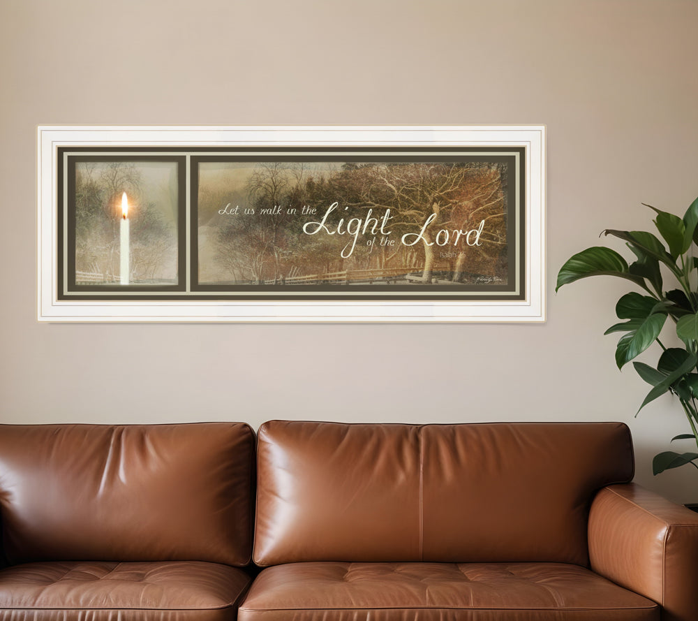 Homeroots Walk In The Light 2 White Framed Print Wall Art  Wood Paper And Texture 415686