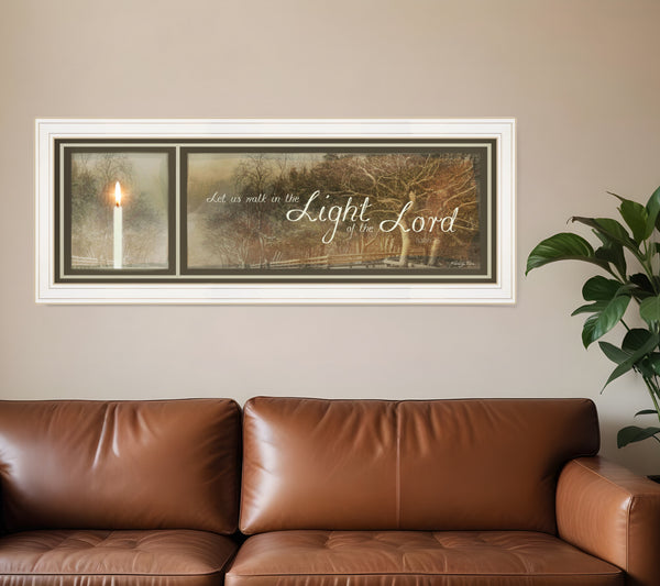 Homeroots Walk In The Light 2 White Framed Print Wall Art  Wood Paper And Texture 415686