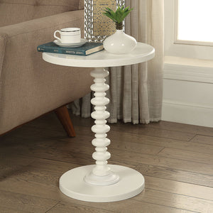 English Elm Acton Round White Finish Accent Table with Turned Pedestal Base, Solid Veneer Top, 40lb Limit B2726P256193