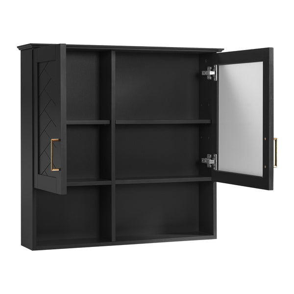 English Elm 2-in-1 Matte Wall Mounted Medicine Cabinet Soft Close Mirror Storage for Bathroom Vanity Black N710P389456B