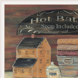 HomeRoots Set of Four Charming Country Bathroom Framed Prints - Rustic Americana Wall Art for Your Home 415720