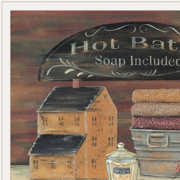 HomeRoots Set of Four Charming Country Bathroom Framed Prints - Rustic Americana Wall Art for Your Home 415720