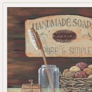 HomeRoots Set of Four Country Bathroom Framed Prints – Americana Wall Art for Cozy Home Decor White 415731