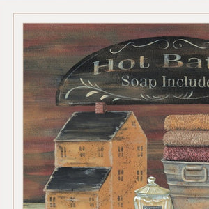 HomeRoots Set of Four Country Bathroom Framed Prints – Americana Wall Art for Cozy Home Decor White 415731