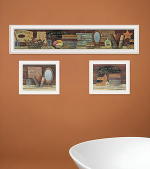 HomeRoots Set of Three COUNTRY BATH Framed Prints - Farmhouse-Style Wall Art for a Chic Bathroom Upgrade 415738