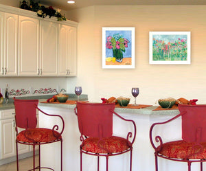 HomeRoots Set of Two Floral Prints in White Frames - Elegant Wall Art for Modern Home Décor & Office Spaces 415797