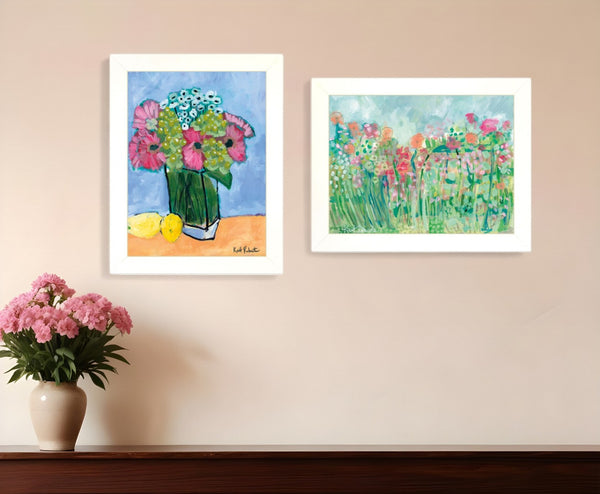 HomeRoots Set of Two Floral Prints in White Frames - Elegant Wall Art for Modern Home Décor & Office Spaces 415797