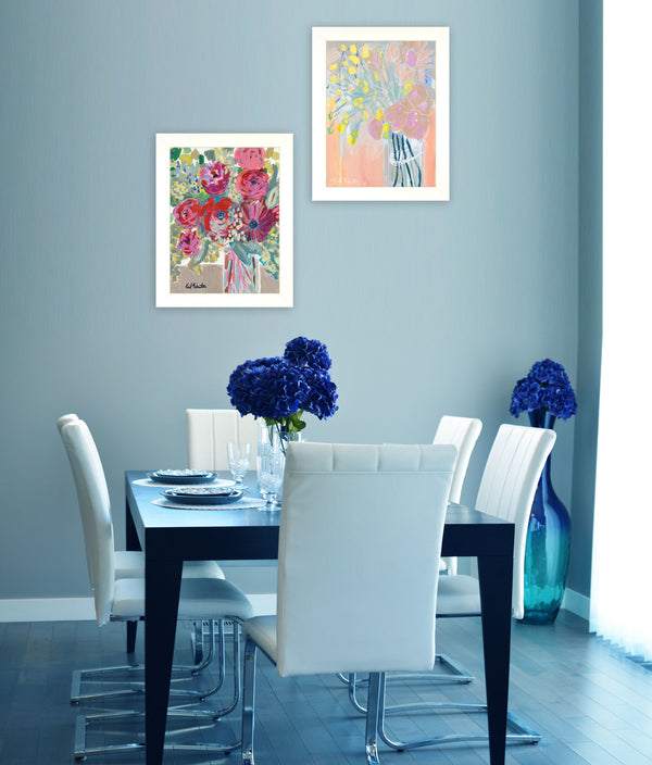 Homeroots Set Of Two Pastel Bouquets Maybe Shes A Wildflower White Framed Print Wall Art  Paper,Wood 415798