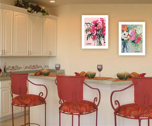 Homeroots Set Of Two Garden Flowers White Framed Print Wall Art  Paper,Wood 415799