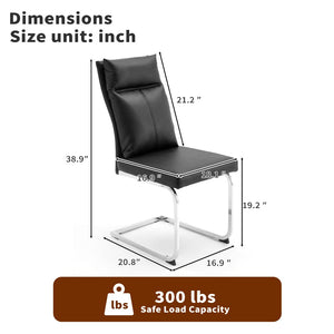 English Elm Dining Chair Set of 2 Faux Leather Chrome Base Ergonomic Contemporary Kitchen Seating Black W3851P453162