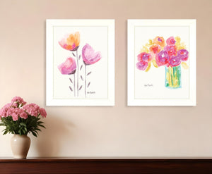HomeRoots Set of Two Elegant Framed Botanical Prints – Modern White Bouquet Wall Art for Home Décor Upgrade 415800