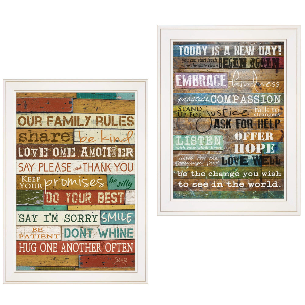 Homeroots Set Of Two Today Is White Framed Print Wall Art  Paper,Wood 415801