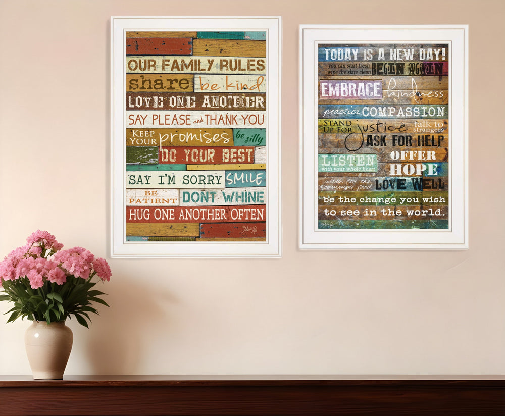 Homeroots Set Of Two Today Is White Framed Print Wall Art  Paper,Wood 415801