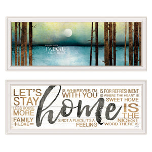 Homeroots Set Of Two Love Or Home 3 White Framed Print Wall Art  Paper,Wood 415805