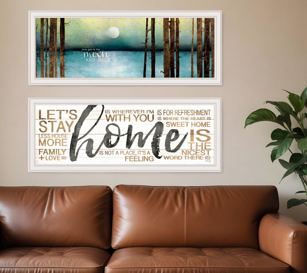 Homeroots Set Of Two Love Or Home 3 White Framed Print Wall Art  Paper,Wood 415805