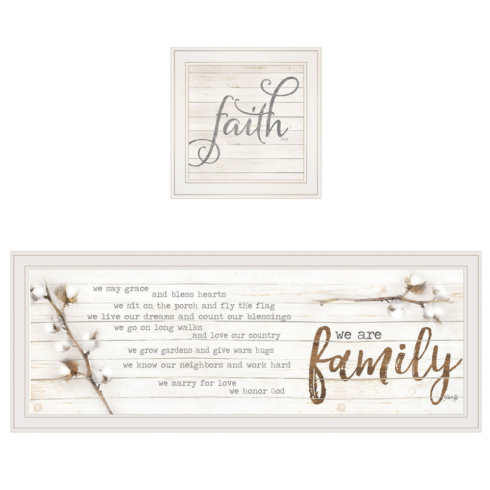 Homeroots Set Of Two We Are Family 2 White Framed Print Wall Art  Paper,Wood 415806