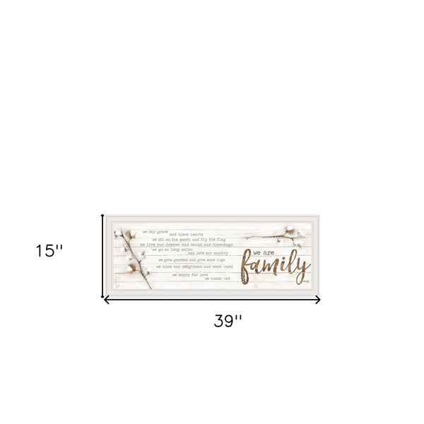 Homeroots Set Of Two We Are Family 2 White Framed Print Wall Art  Paper,Wood 415806