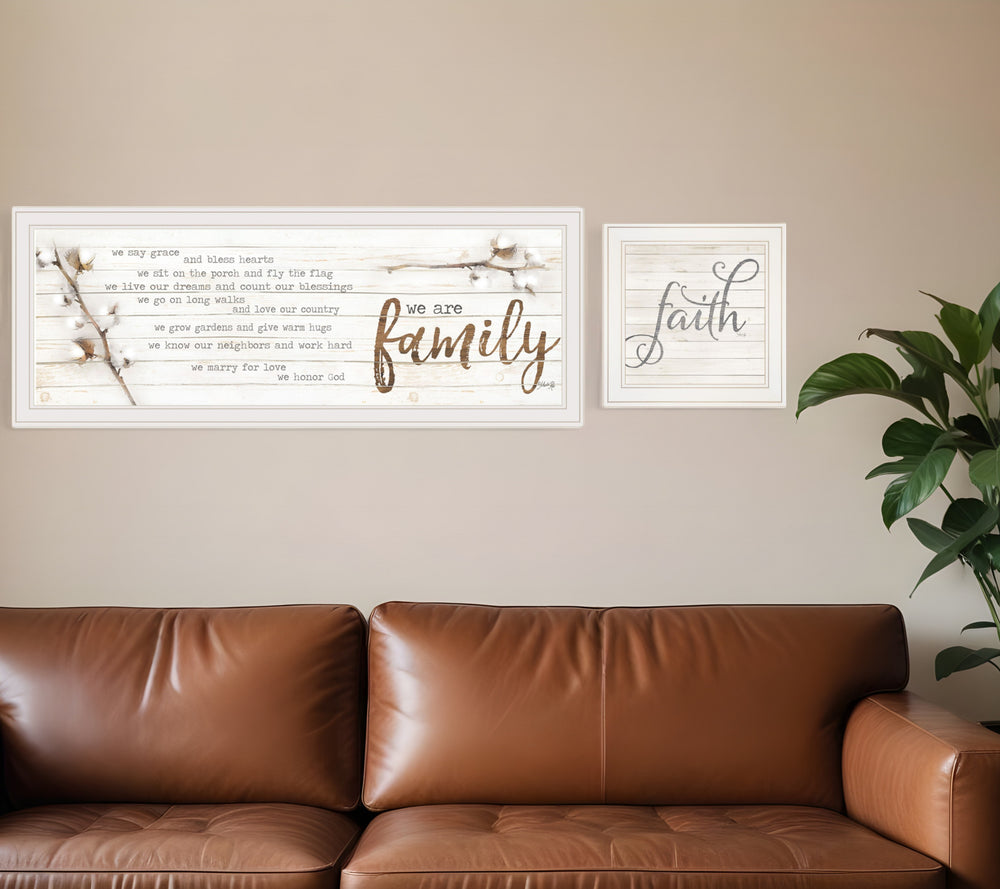 Homeroots Set Of Two We Are Family 2 White Framed Print Wall Art  Paper,Wood 415806