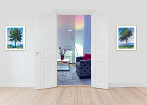HomeRoots Set of Two Minimalist White Framed Prints - Contemporary Wall Art for Elegant Home Décor 415810