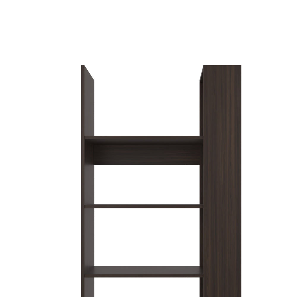 English Elm Stained Walnut Five-Shelf Open Bookcase with Spacious Display, Warm Finish, Sturdy Melamine Build (78.6"W) B062P380088