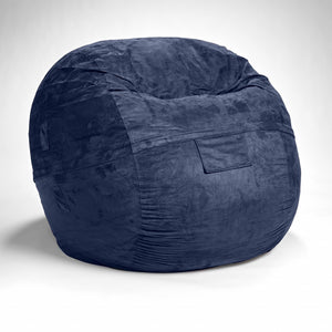 Homeroots Classic Cozy Royal Blue Bean Bag Chair  Microsuede,Polyurethane Foam 415911