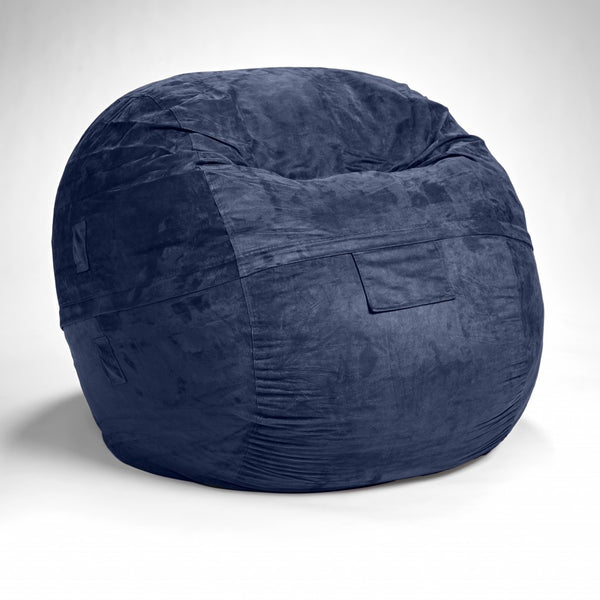 Homeroots Classic Cozy Royal Blue Bean Bag Chair  Microsuede,Polyurethane Foam 415911