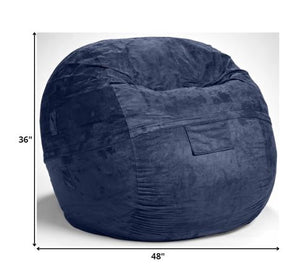 Homeroots Classic Cozy Royal Blue Bean Bag Chair  Microsuede,Polyurethane Foam 415911