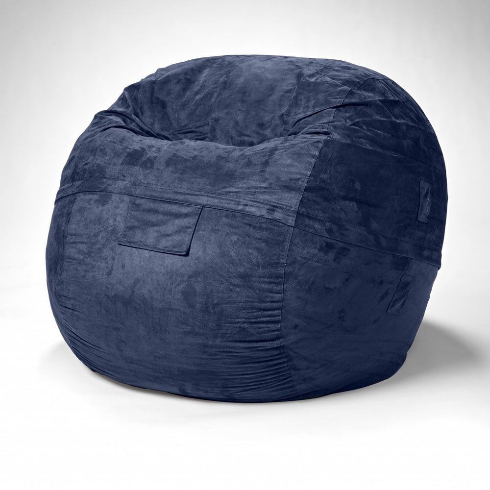 Homeroots Classic Cozy Royal Blue Bean Bag Chair  Microsuede,Polyurethane Foam 415911