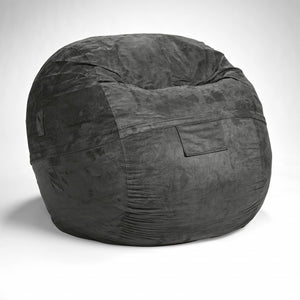 Homeroots Classic Cozy Dark Gray Bean Bag Chair Gray Microsuede,Polyurethane Foam 415912