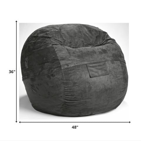 Homeroots Classic Cozy Dark Gray Bean Bag Chair Gray Microsuede,Polyurethane Foam 415912