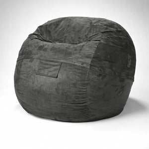 Homeroots Classic Cozy Dark Gray Bean Bag Chair Gray Microsuede,Polyurethane Foam 415912