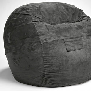 Homeroots Classic Cozy Dark Gray Bean Bag Chair Gray Microsuede,Polyurethane Foam 415912
