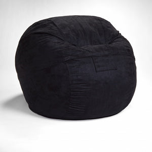 Homeroots Classic Cozy Black Bean Bag Chair Black Microsuede,Polyurethane Foam 415913