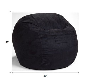 Homeroots Classic Cozy Black Bean Bag Chair Black Microsuede,Polyurethane Foam 415913