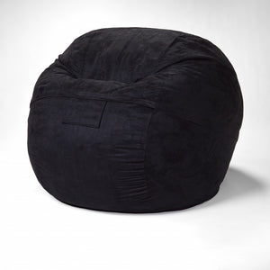 Homeroots Classic Cozy Black Bean Bag Chair Black Microsuede,Polyurethane Foam 415913